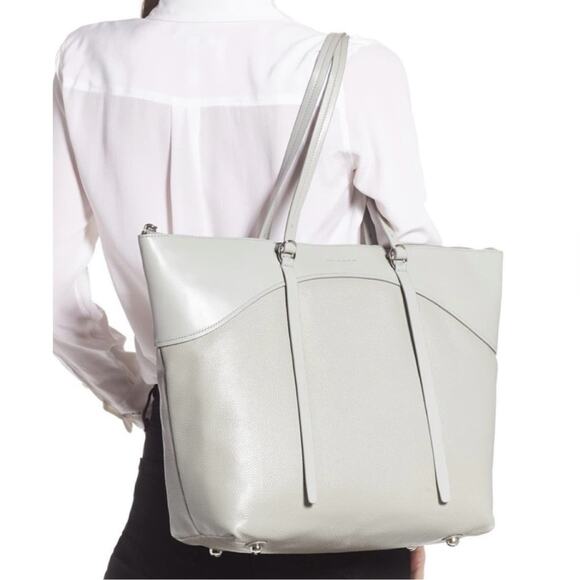 Rebecca Minkoff Signature Leather Perla Gray Tote Bag - Picture 1 of 11